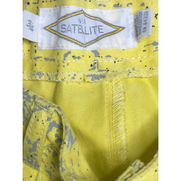 Retro Yellow Grey Splatter Pattern Pleated Deadstock 1980s Pants Via Satellite - Picture 7 of 8